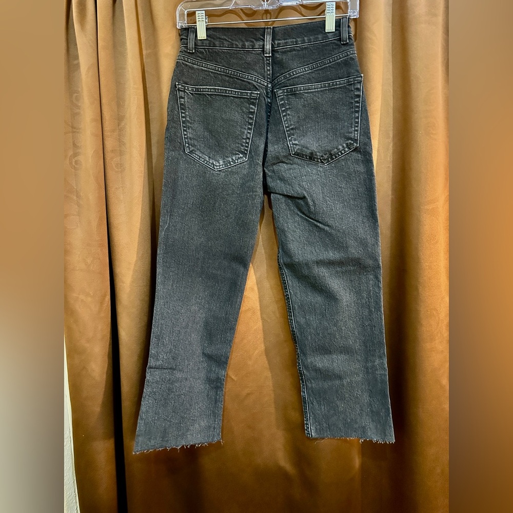 ASOS Design Petite High Rise Crop Kick Black Wash 26/28 - Picture 6 of 9